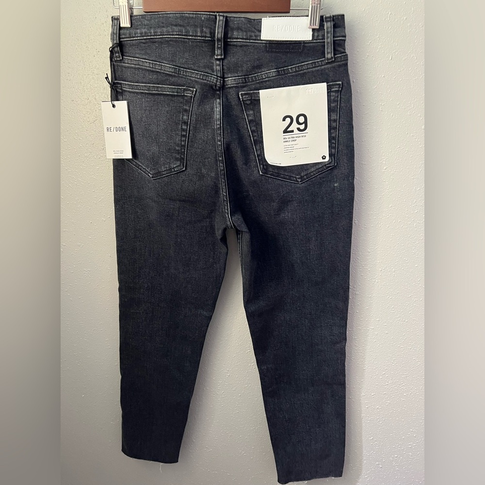 Re/done 90s High-Rise Ankle Crop Jeans in Stoned Noir Size 29 New - Picture 4 of 10